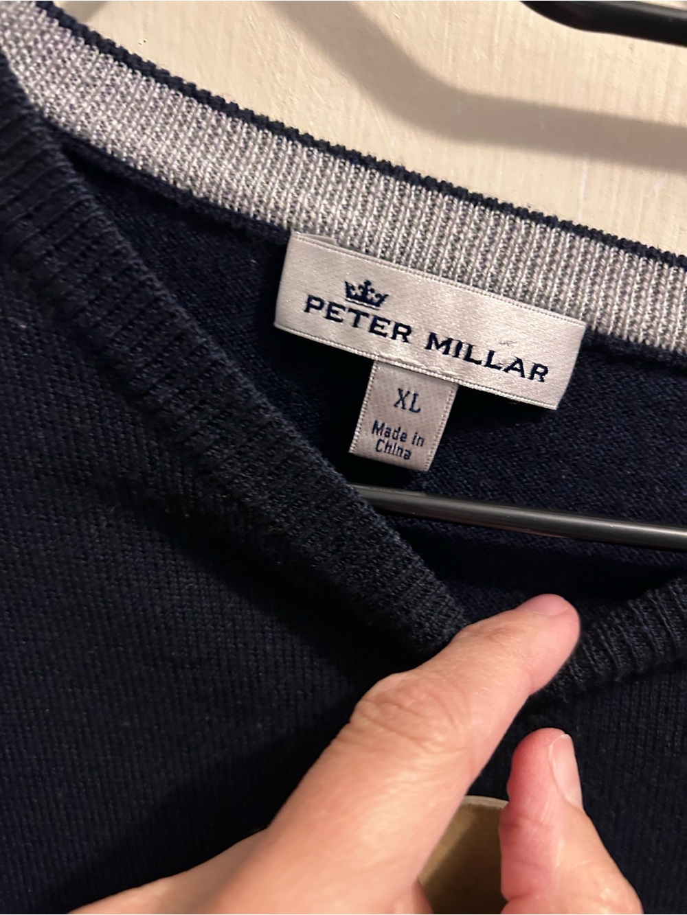 Peter Millar Navy Blue Crewneck Sweater Wool Silk Blend - Picture 2 of 5